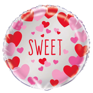 "SWEET" Pink & Red Hearts Helium Foil Balloon - 18"