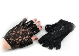 Lace Glove Fingerless Black