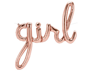 "girl" Rose Gold Script Foil Banner Balloon - 37"