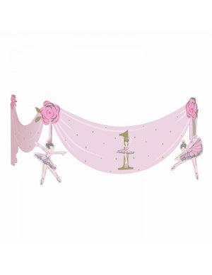 1st Birthday - Ballerina Pink/Gold High Chair Decoration