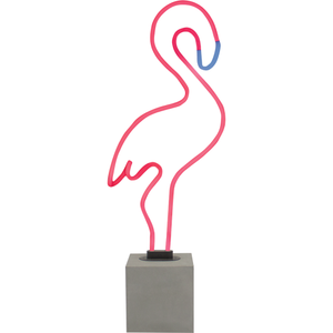 Neon Light Pink Flamingo With Base