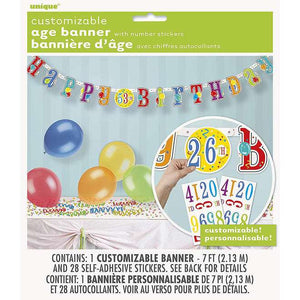 "Happy Birthday" Jointed Banner with Age Stickers - 7ft.