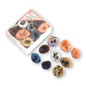 Aura Quartz Geodes in a Box (9 Pcs)