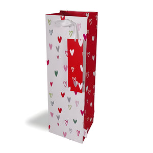 Heart Printed Bottle Gift Bag