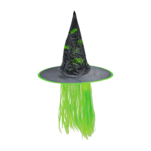 Witch Hat with Hair (Assorted Colors)