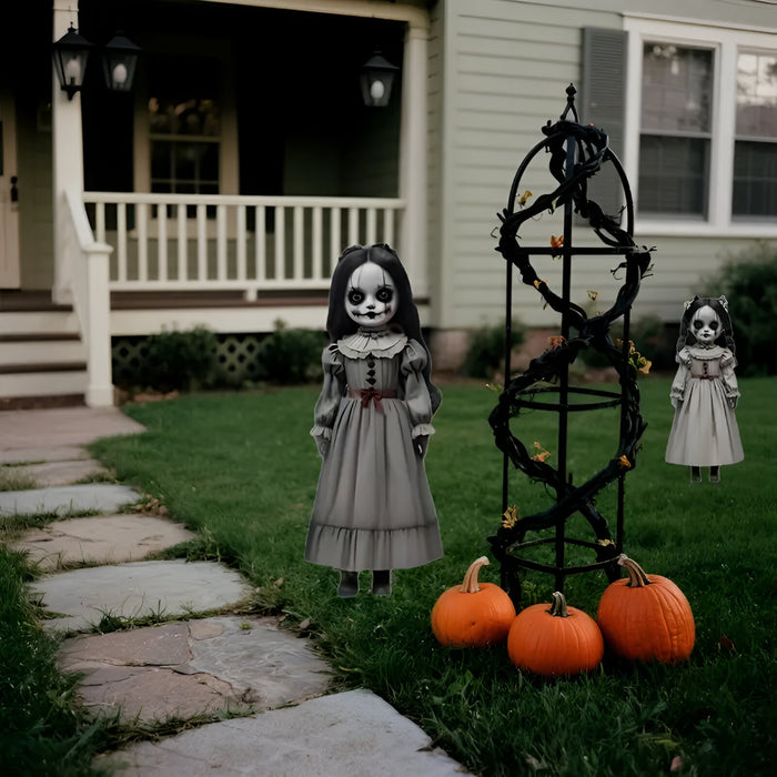 Haunted Retro Gothic Doll Display For Halloween