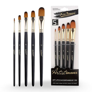 Flat Artist Acrylic Brushes - 5 Pcs (Glaze Mop)