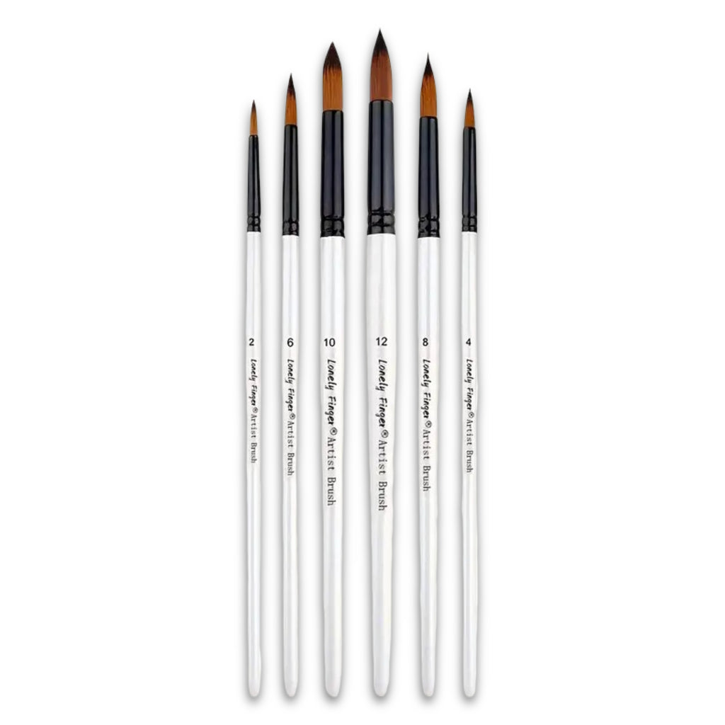 Acrylic Artist Paint Brush Set - 6 Pcs (Rounded)