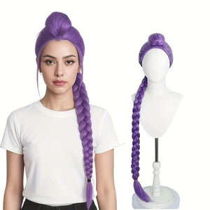 K-Pop Purple Long Braided Hair With Wig Cap