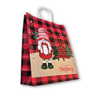 Santa With Gift Paper Gift Bag - (33x26x12cm)