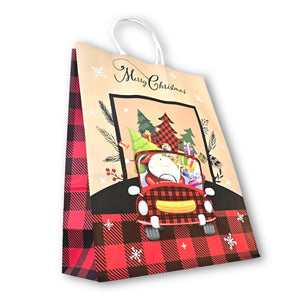Santa in Car Paper Gift Bag - (33x26x12cm)