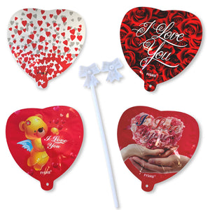 Valentine's Heart Self Inflatable Foil Balloon Stick