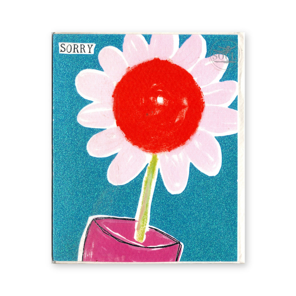 "Sorry" Whimsical Flower Greeting - Card