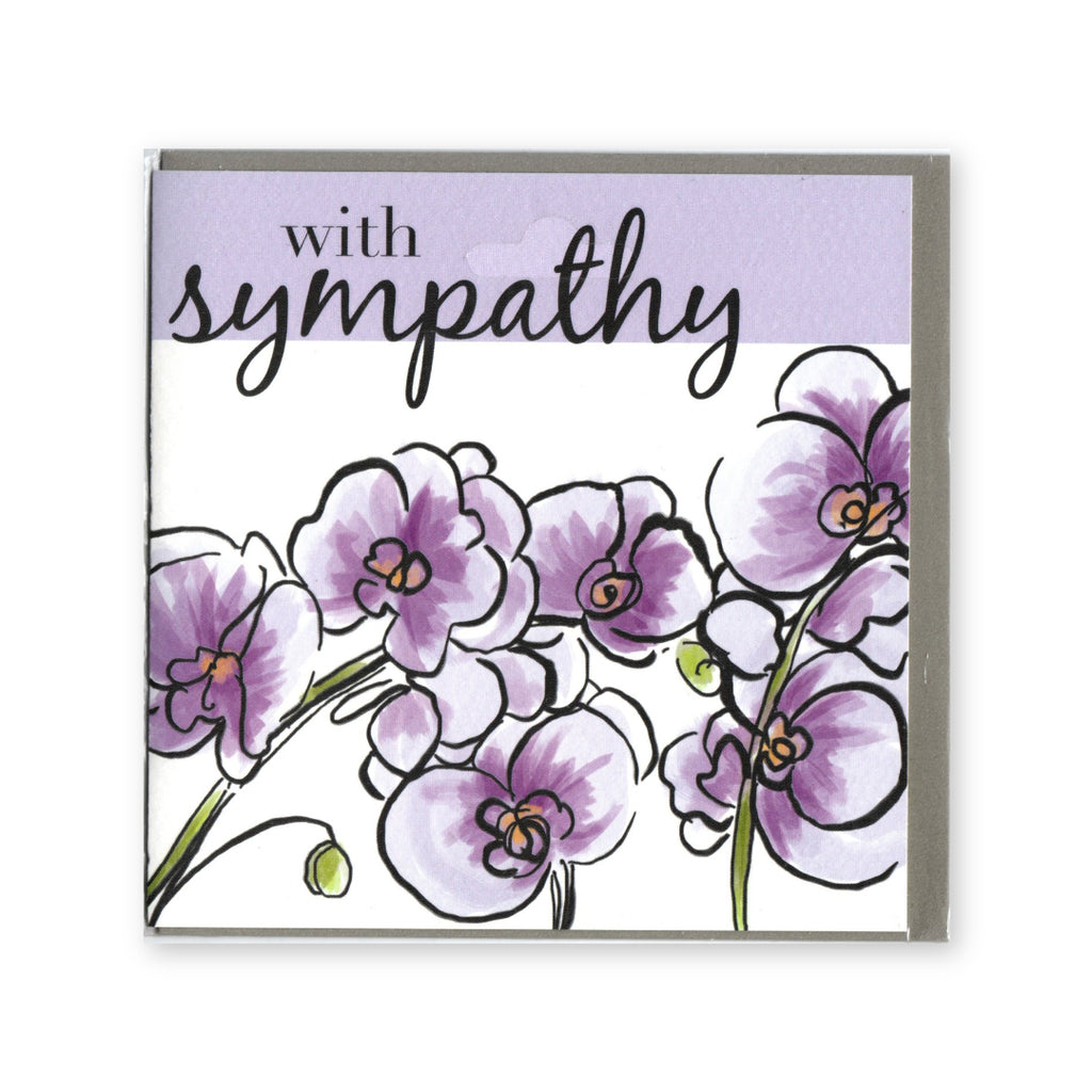 "With Sympathy" Purple Orchids Greeting - Card