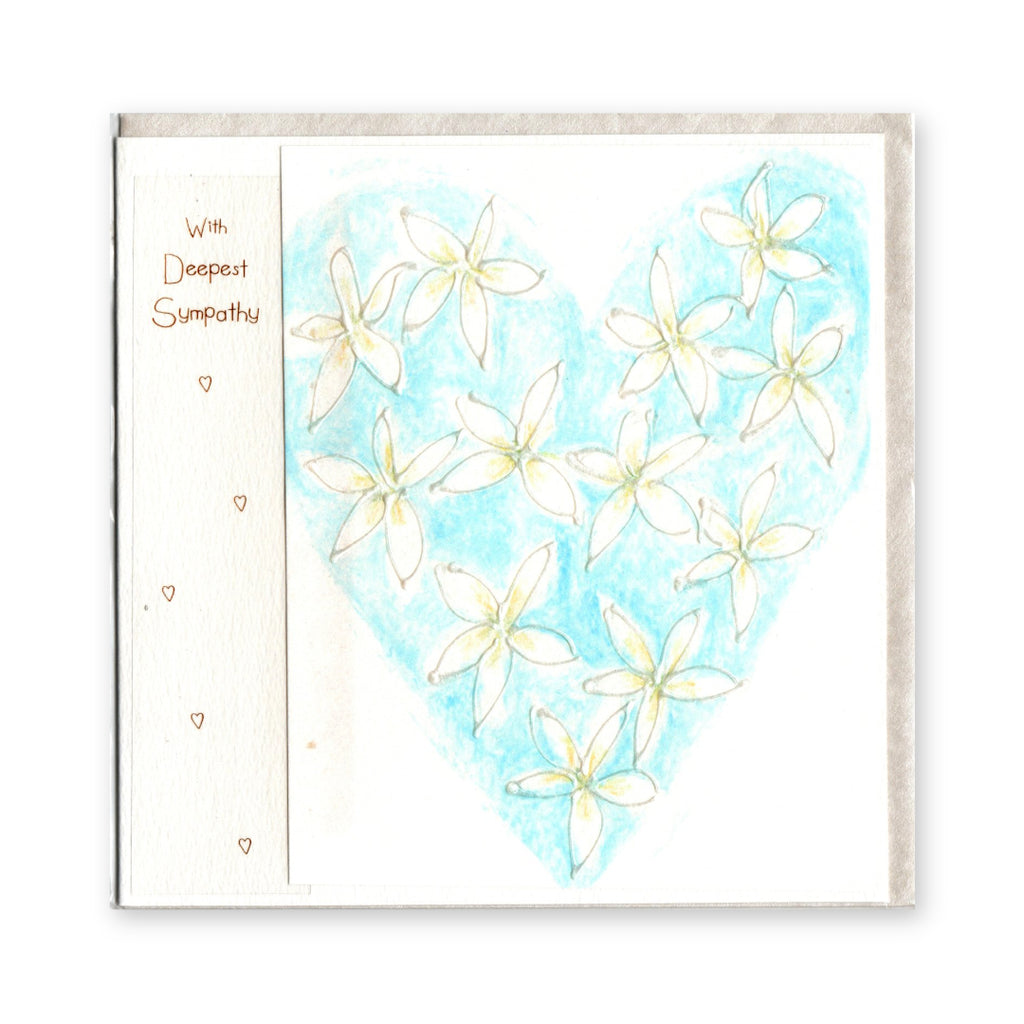 "With Deepest Sympathy" Floral Heart Greeting Card