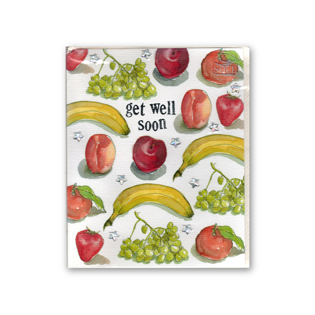 "Get Well Soon" Watercolor Fruit Greeting - Card