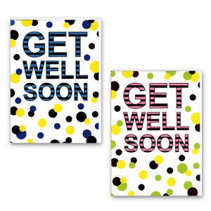 "Get Well Soon" Bold Polka Dot Greeting - Cards (A4)