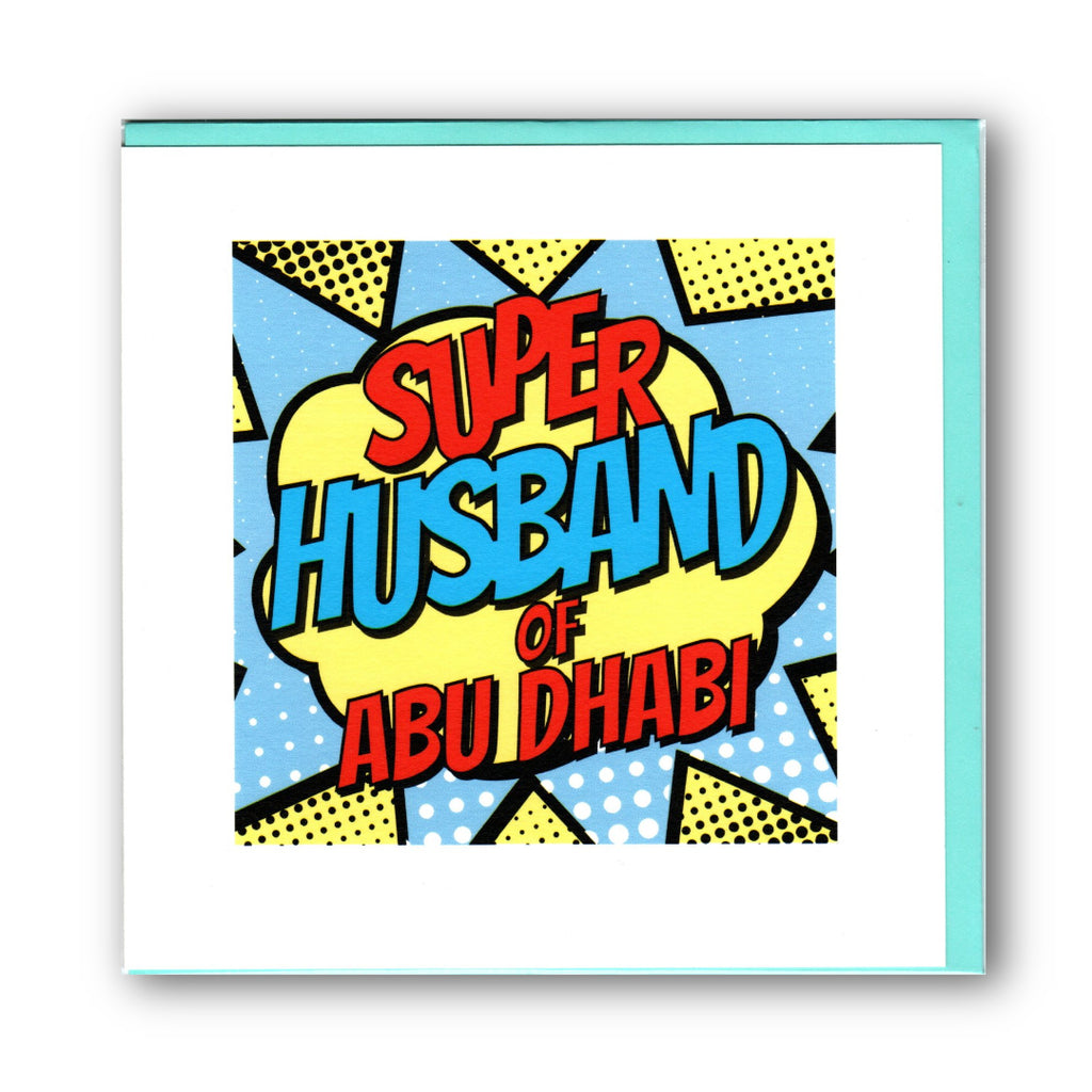 Super Husband of Abu Dhabi" Comic Book Style Greeting - Card
