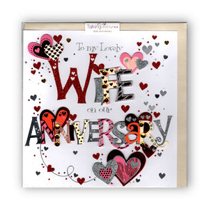 "To My Lovely Wife" Luxury Foil Floral Anniversary - Card