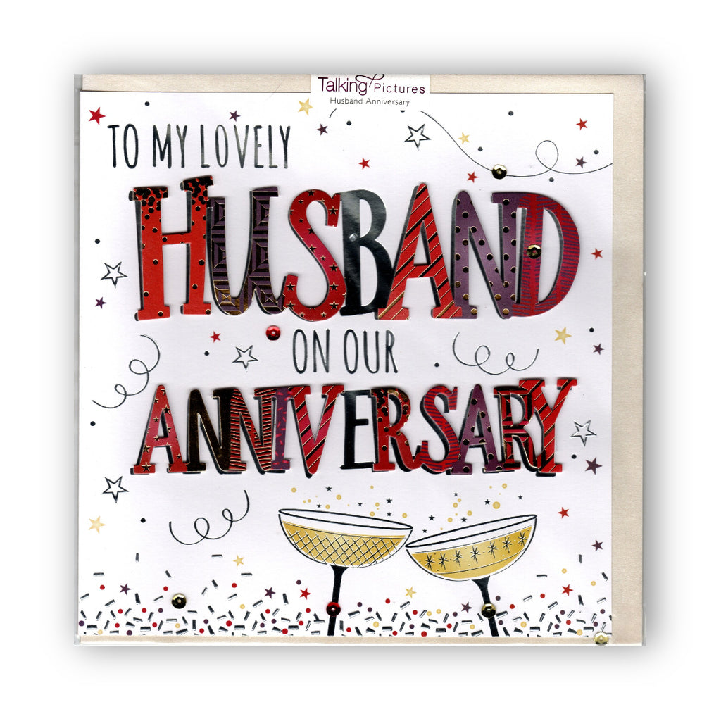 "To My Lovely Husband" Luxury Foil Floral Anniversary - Card