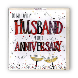 "To My Lovely Husband" Luxury Foil Floral Anniversary - Card