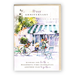 "Happy Anniversary to Both of You" Luxury Crimson & Gold Foil Card