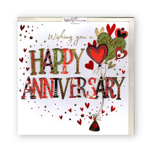 "Wishing You a Happy Anniversary" Luxury Gold Foil Floral - Card