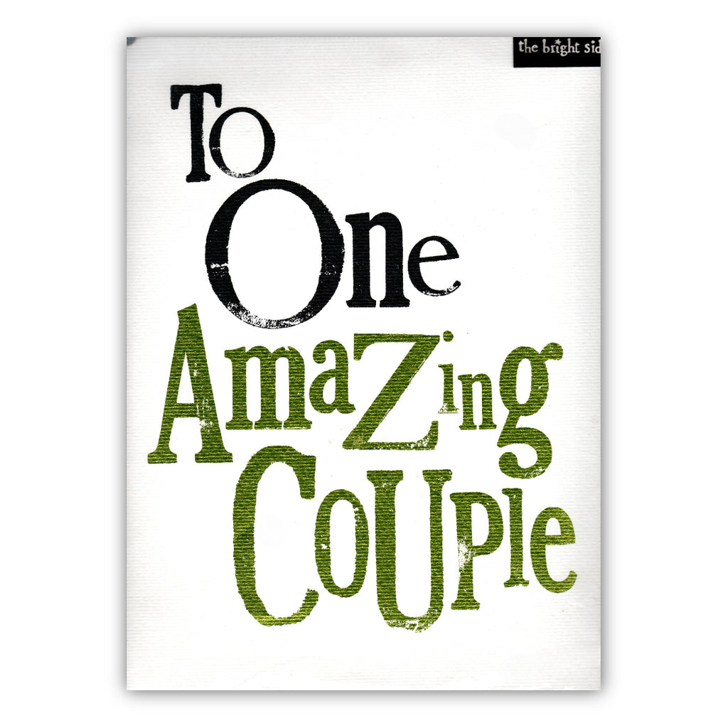 "To One Amazing Couple" Typographic Card – A4 Size