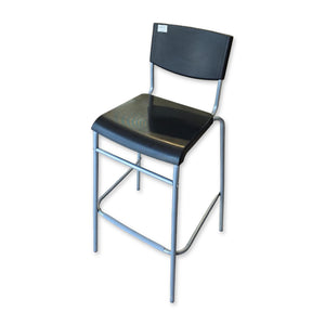 Modern Black Molded Bar Chair with Chrome Sled Base (Used)