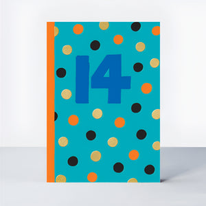 Age 14 Boy Birthday Dots - Card