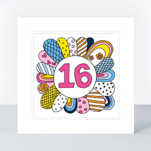 Age 16th Birthday Card | Colorful Embossed Greeting Card