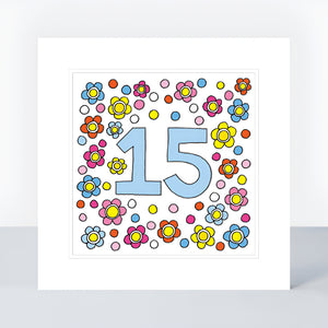 Age 15th Birthday Card – Colorful Floral & Embossed