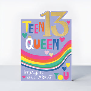13th Birthday Card – Teen Queen Bright & Colorful Foil Age 13 Card
