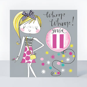 Whoop Whoop! You're 11 Birthday Card – Fun & Fabulous Tween Girl Card