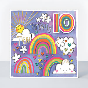 Totally Ten! Rainbow 10th Birthday Card