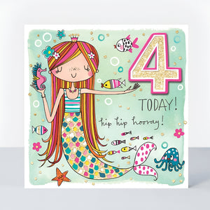 4th Birthday Card – Magical Mermaid (Girls)