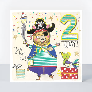 Pirate Bear Age 2 Birthday Card – 3D Children's Birthday Card
