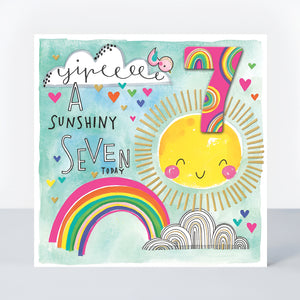 Yippeee A Sunshiny Seven Today - Age 7 Birthday Card