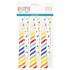 Fancy Party Horns (Rainbow) - 6 Pack