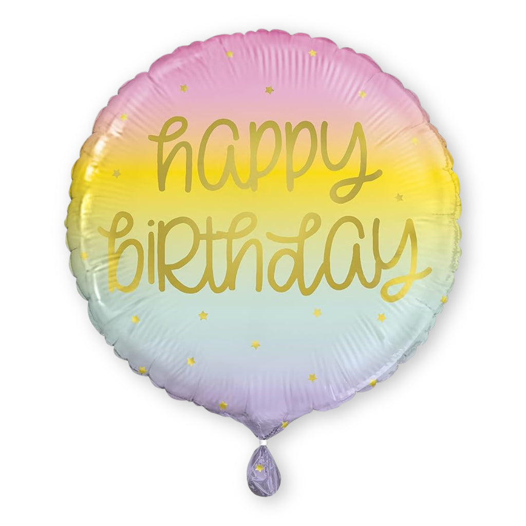 Gold Pastel Rainbow Birthday Foil Balloon – 18" (45 cm)
