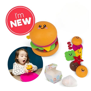 Fidget Burger Toy – 8 Stackable Squishy Pieces for Stress Relief & Sensory Fun