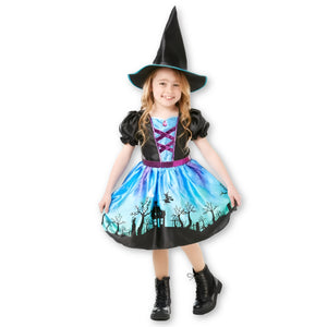Moonlight Witch Girls Halloween Costume with Hat (3-8 Years)