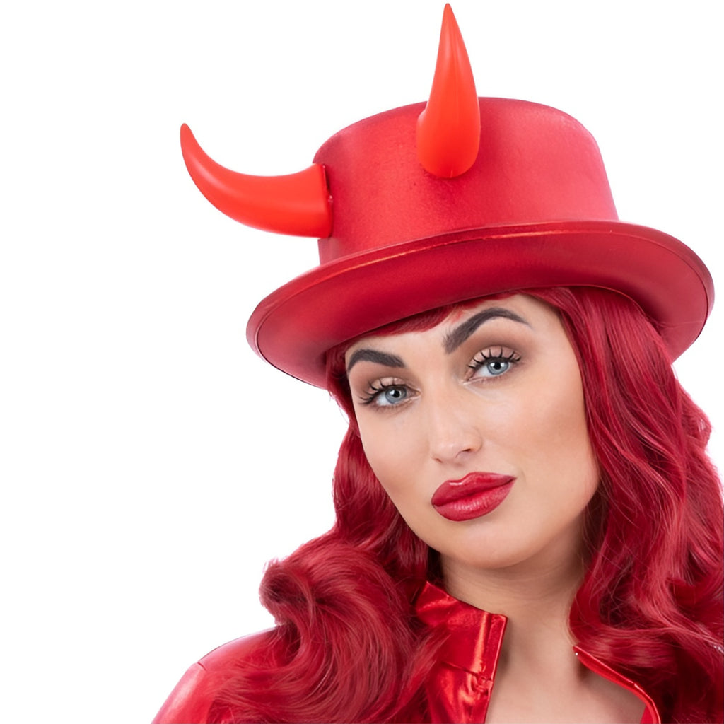 Fever Deluxe Red Devil Metallic Top Hat