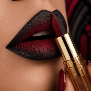 Dual-Tone Black & Burgundy Velvet Matte Lipstick | Gothic Ombre Lip Color