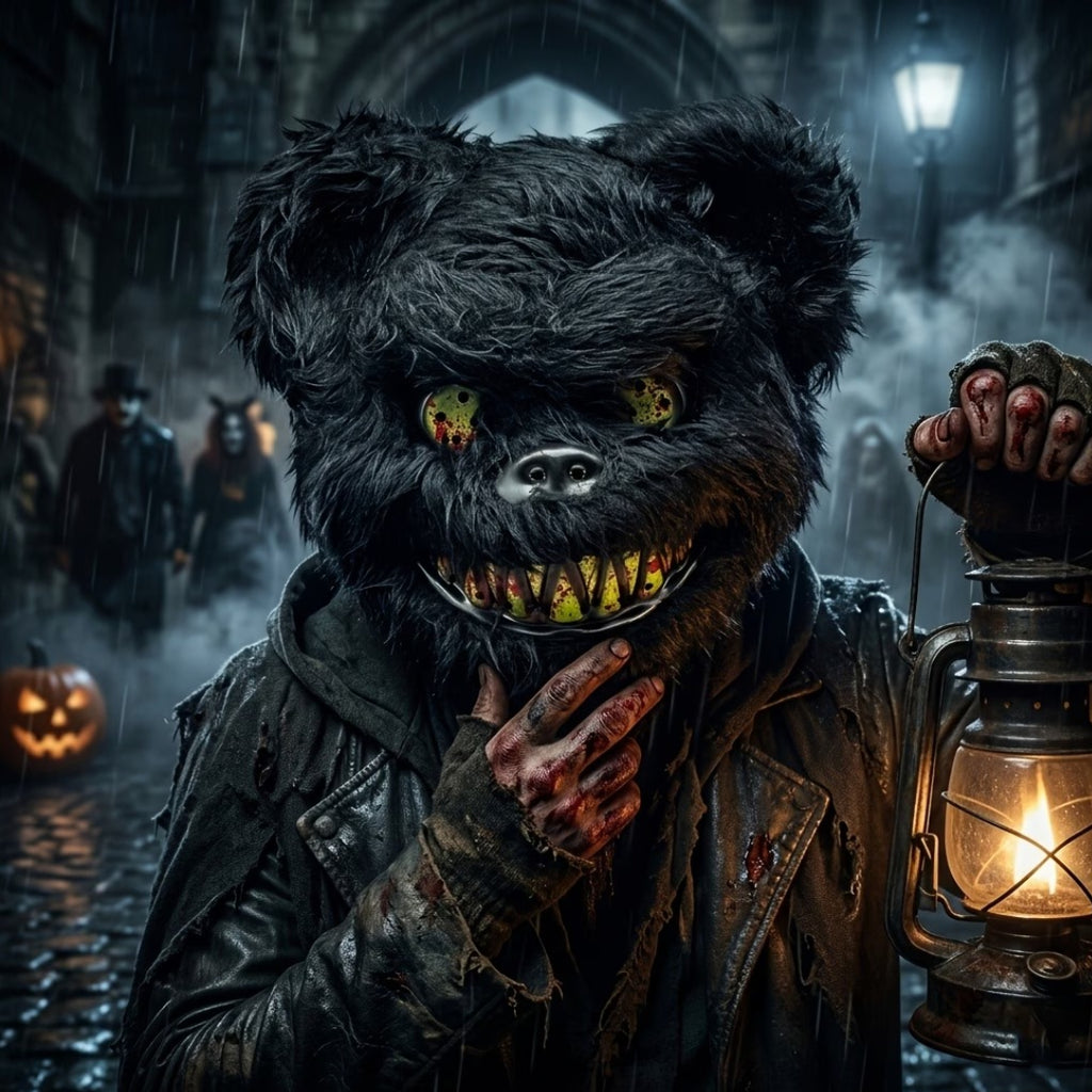 Spooky Bear Black Mask – Scary Teddy Bear Halloween Mask