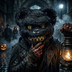 Spooky Bear Black Mask – Scary Teddy Bear Halloween Mask