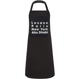 Apron - London, Paris, New York, Abu Dhabi (Black)