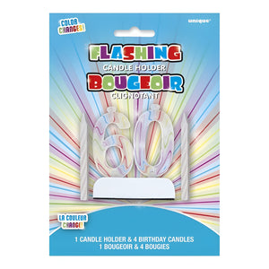 Multicolour Flashing Number Cake Topper & Birthday Candle - (30, 40, 50, 60)