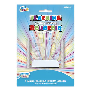 Multicolour Flashing Number Cake Topper & Birthday Candle - (30, 40, 50, 60)