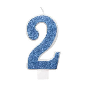 Glitz Blue & Silver Number Birthday Candles